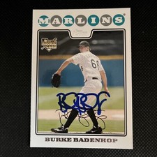 Burke Badenhop Florida Marlins Signed Auto 2008 Topps Card #UH165 ~ COA