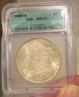 1884 O Morgan Silver Dollar BU Old ICG Holder MS 64, Lightly toned, 5028