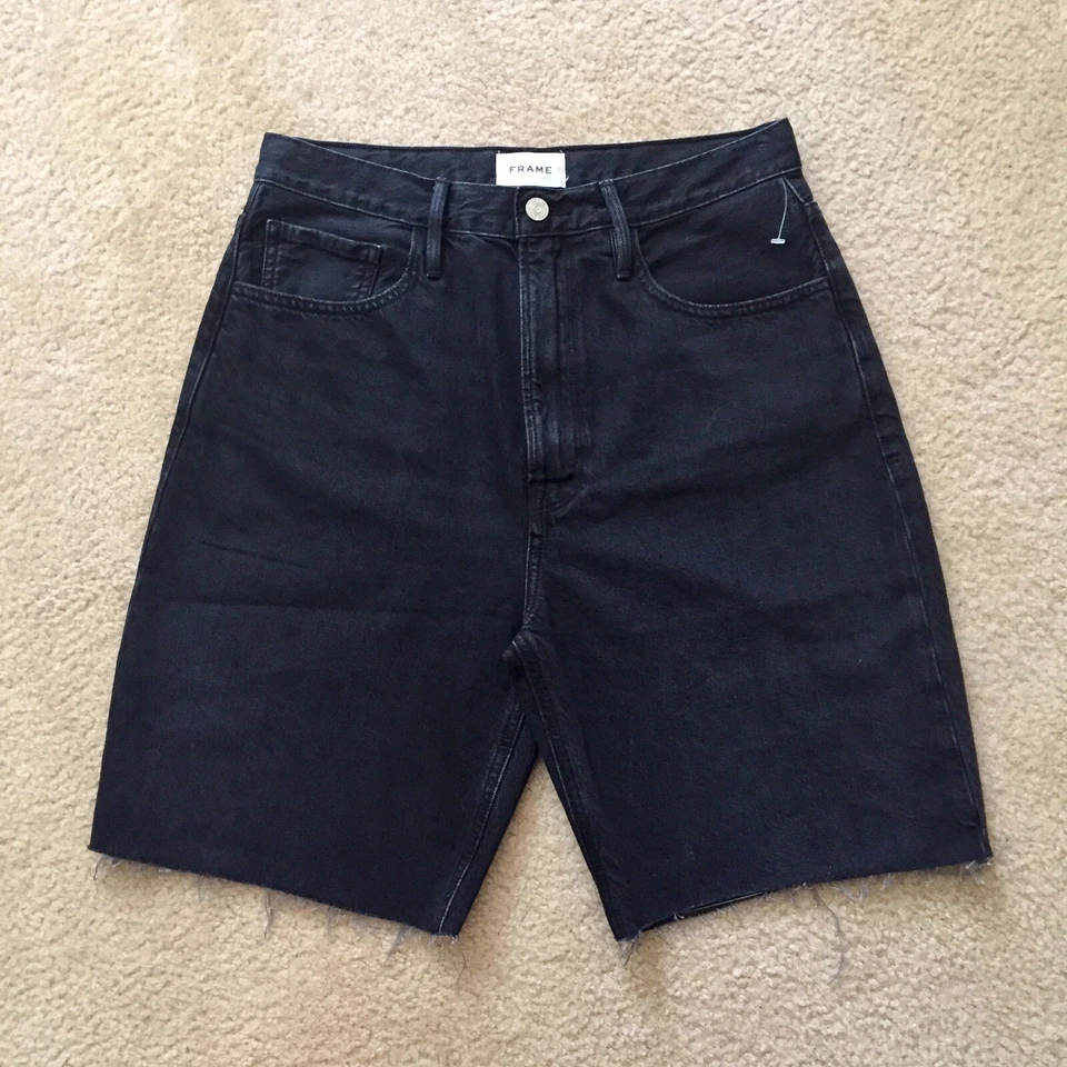 Bermudas negras Frame Inkwell tiro alto Le vintage dobladillos crudos talla 29 nuevas