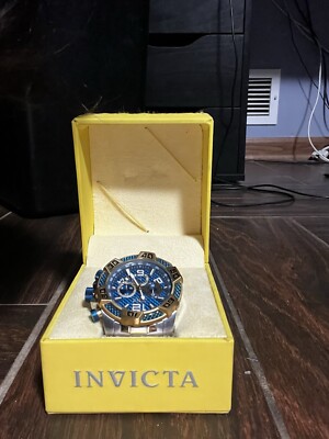 Invicta Men's 50mm Pro Diver Scuba Two Tone Blue Dial Gold Chronograph SS Watch 