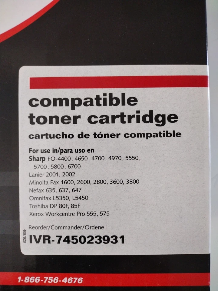 Innovera Compatible Black Toner Cartridge IVR-745023931 For Sharp FO-4400 - Image 2 of 4