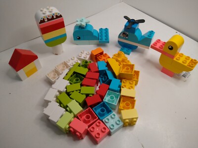 LEGO DUPLO 10909 Heart Box Toddler Basic Set 80 Piece Whale Duck Helicopter 18m+