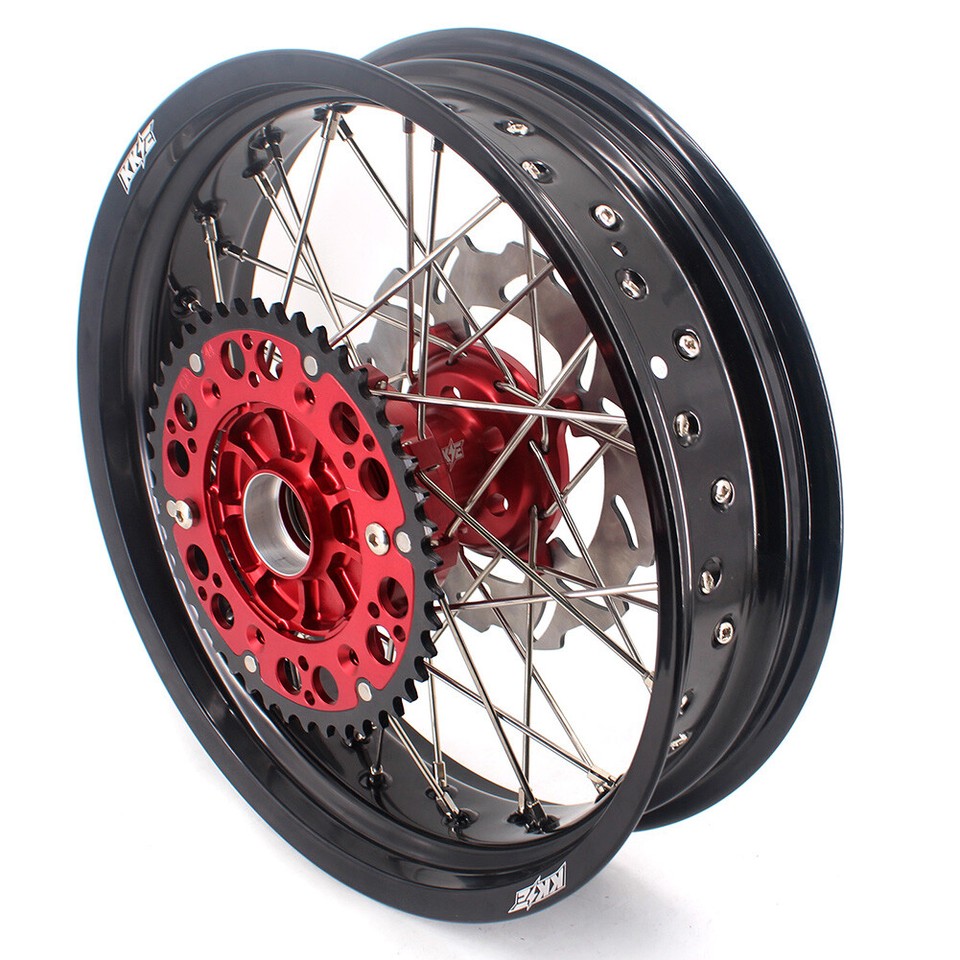 Jeu De Jantes Supermoto KKE 17" Pour Honda XR650L 1993-2024 - CNC, Moyeux Rouges, Avec Roulements