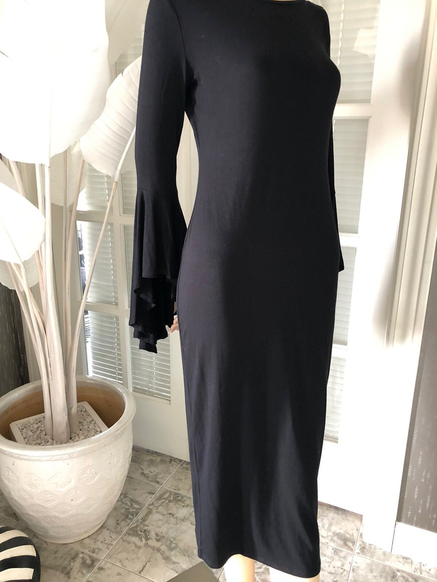Black Bell Sleeve Knee Length Fitted Dress By Vince Camuto Sz Xs | eBay