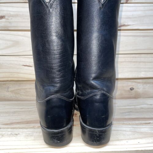Mens Cowboy Boots Justin Tobias Classic Dress Black Style 3040 Size 8 D USA Made - Picture 9 of 16