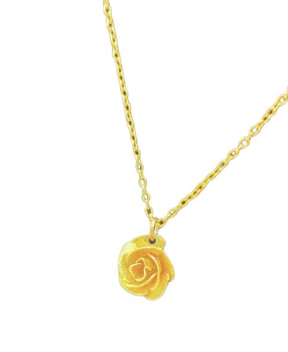 Vintage Rose Flower Gold Tone Chain 