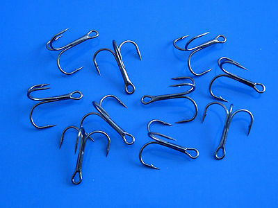 10 Stück Drillinge grau und silberfarben Drilling Angeln Treble Hook Haken Hecht