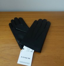 COACH LEATHER GLOVES IN BLACK COLOR, SIZE LARGE. NWT