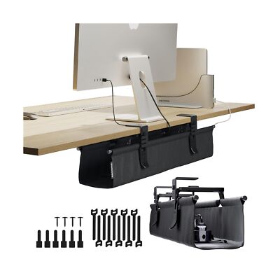 CableCare No Drill Under Desk Cable Management Tray 27.3'' -for Desk Wire Mana...