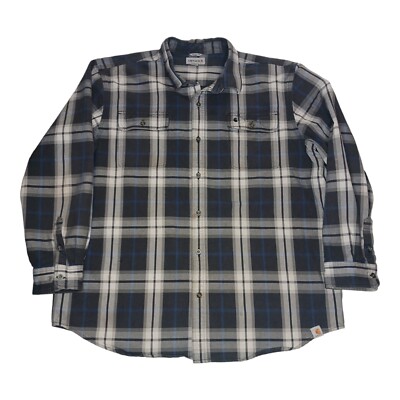 Carhartt Original Fit Men's Heavy Weight XX-Large Flannel Blue Black Grey Plaid