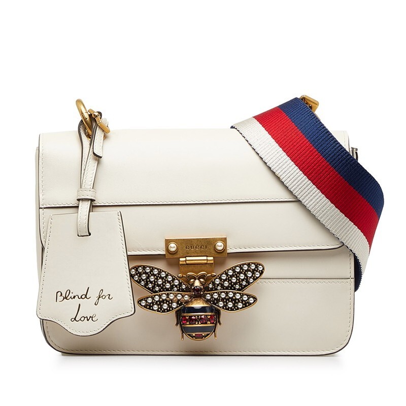 GUCCI Queen Margaret striped Bee Tricolor Shoulder Bag
