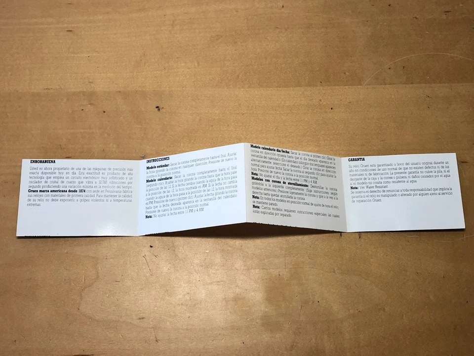 Folleto Folio GRUEN - Instrucciones y garantía - Para relojes Foto 2 de 2