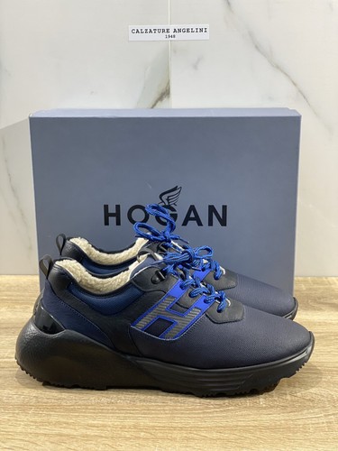 Sneakers Hogan H580 Homme Cuir Bleu – Taille 42,5, Semelle Memory Foam, Luxe Italien