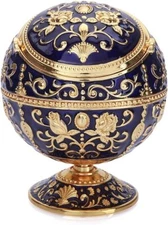 Windproof Ashtray with Lid Metal Portable 4.2*4.1*5.1 inches, Navy Blue 