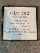 SISTER WALL ART Wood Frame Definition Picture Plague Decor 26 L X 25 1/2  H
