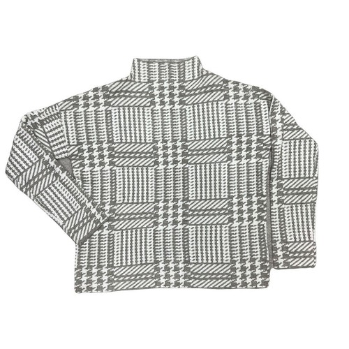Mock Neck Sweater Plaid Gray 