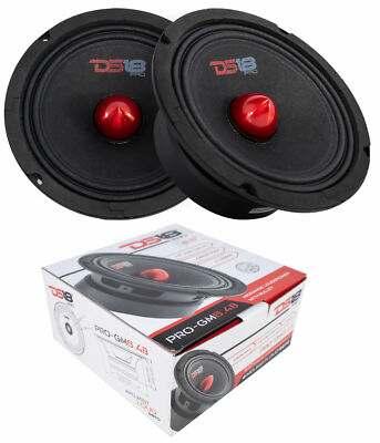 2 DS18 PRO-GM6.4B 6.5'' Mid Range Red Bullet Loud Speakers 960W 4 Ohm CarMidrange