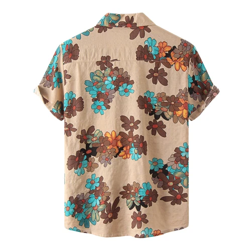 Men's Summer Casual Hawaii Floral Print Shirt Short Sleeve Button Down T Shirt - Picture 29 of 29