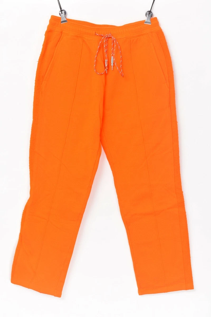 NEW CHRISTIAN DADA Solid Neon Orange Cotton Side Stripe Sweatpants