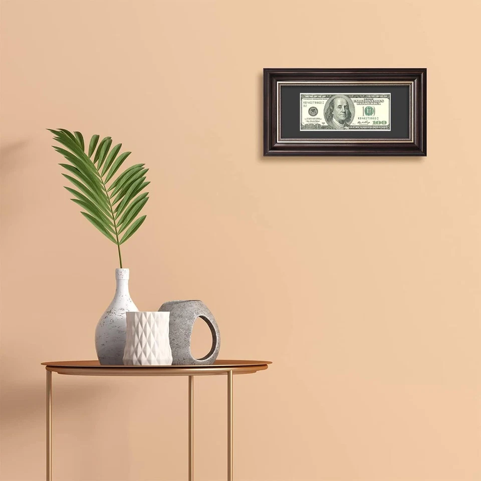 Soporte para papel moneda exhibición de billetes de dólar marco de moneda, soporte para caballete y colgador de pared Foto 3 de 4