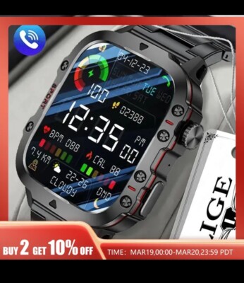 LIGE New Smart Watch 1.96 Inch Screen 420 MAh Bluetooth Call Voice Assistant 