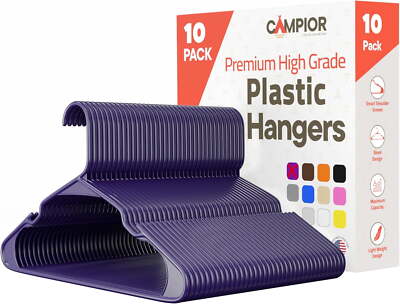 Plastic hangers 10 Pack Heavy-Duty Plastic Hangers Slim and Space-Saving Hangers