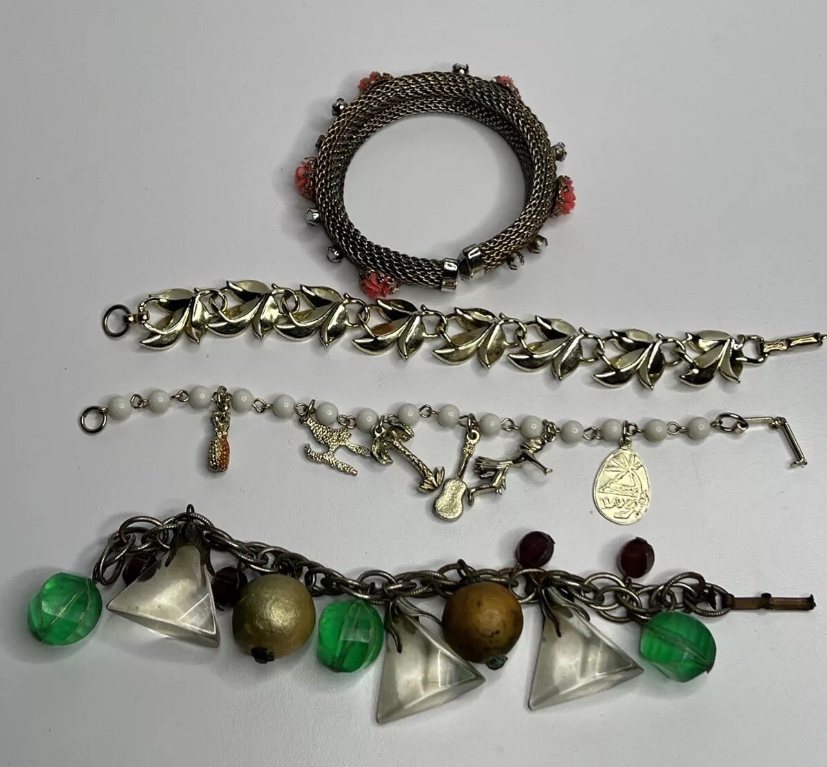 4 Vintage Bracelets Assorted Styles & Designs Bra… - image 9