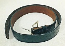 Black Tooled Leather Belt Size 38 Made in USA