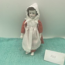 Vintage Porcelain Doll/Head,feet Hands. 8 Inches Tall With Bonnet And Apron