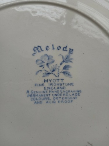 Vintage Melody Myott Fine Ironstone England 10" Dinner Plate - Picture 3 of 4