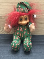 Russ Christmas Troll With Soft Body / Candy Cane And Red Hair