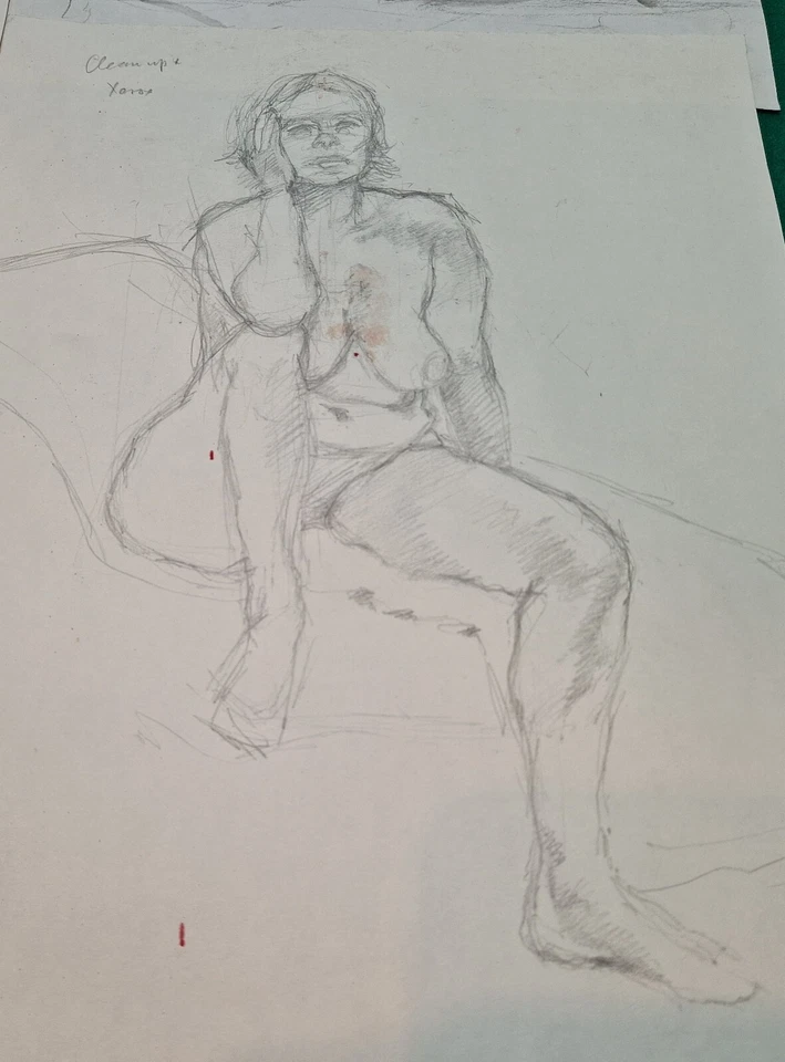 4 dibujos a lápiz y pastel de desnudos femeninos del estudio del artista Jack Gray #4 Foto 3 de 4