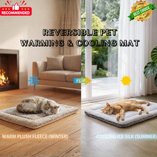 2in1 Pet Cooling Mat Self Warming Cat Bed Reversible Winter Summer Dog Crate Pad