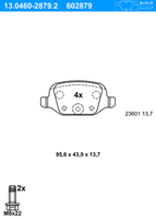 ATE BremsbeläGe Hinten (13.0460-2879.2) FüR Abarth 500 / 595 695 Fiat Panda