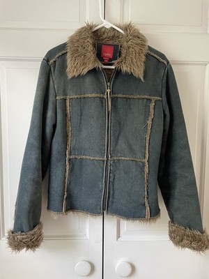 Women's Vintage Esprit Denim and Faux Fur Zip Up Jacket. Size M