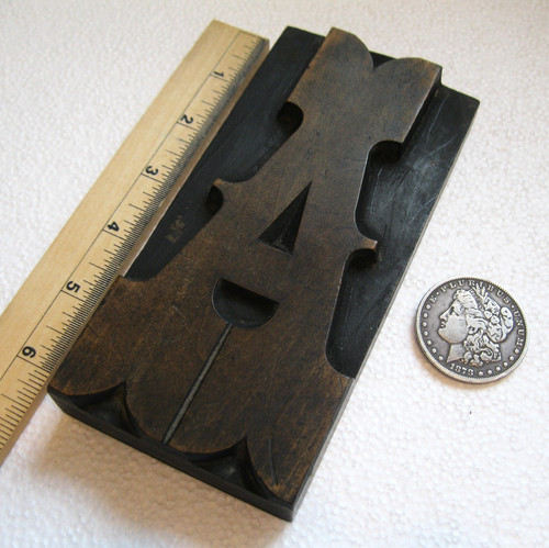 Ornate Antique wood type UC A. Beautiful old wood type.