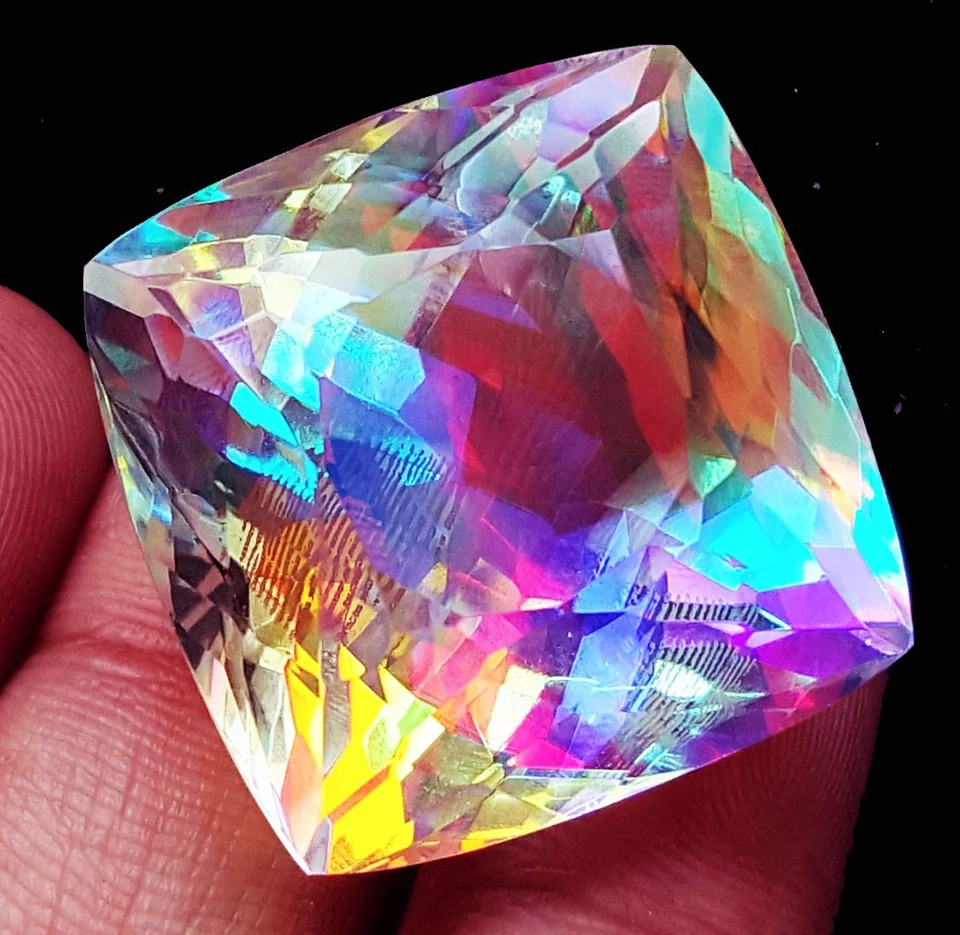 Certified Cushion Cut 65 To 70 Ct Mystic Quartz In Rainbow Color Loose Gemstone - Image 4 of 4