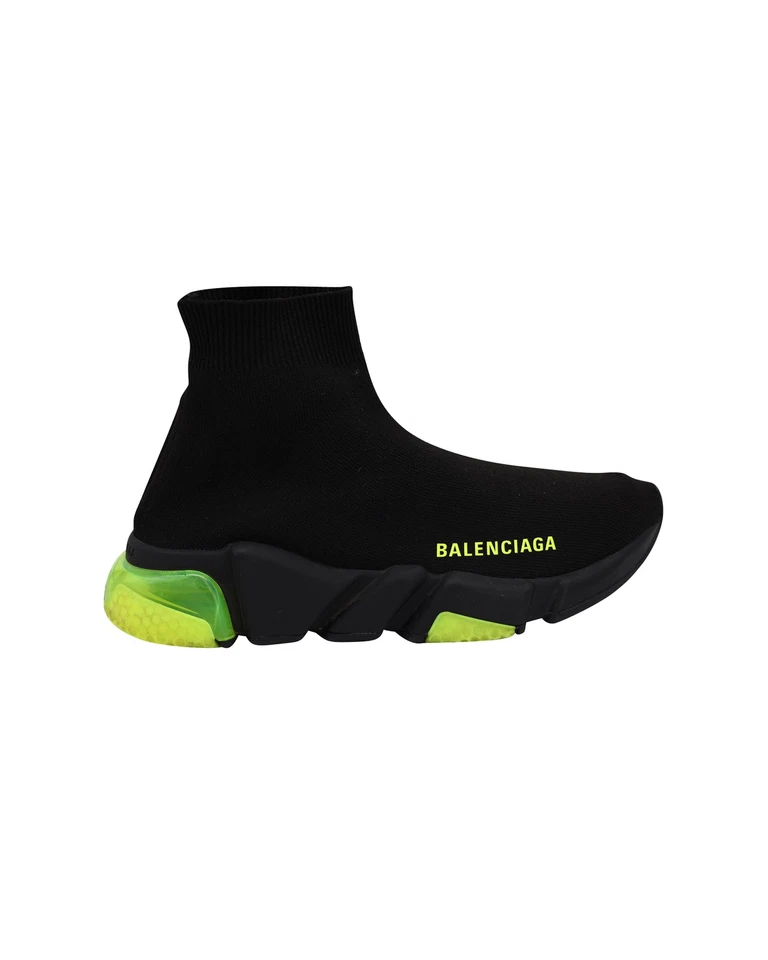 Balenciaga Speed Trainers In Clearsole Yellow Fluo Polyester Women Black Size 5