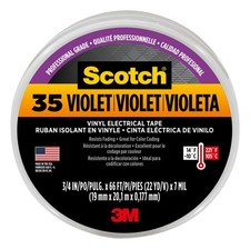 3M Scotch Vinyl Color Coding Electrical Tape 35, 3/4 in x 66 ft, Violet - 112...