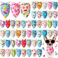 50 Pcs Summer Bandanas Dogs Bulk Hawaiian Dog Bandanas Fruit Kerchief Set for...