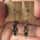 Vintage Earrings Sterling Silver and Onyx Marcasite Drops 1" Filagree Teardrops — photo 3