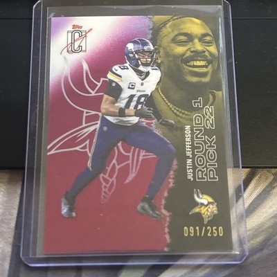 2025 Topps Signature Class NFL Justin Jefferson Chrome Magenta Refractor 091/250