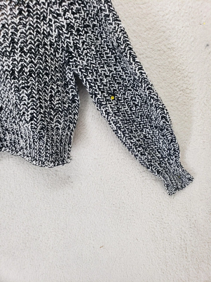Suéter H&M Para Mujer XS Negro Blanco Grueso Tejido Cuello Alto Pullover Acrílico Lana B Foto 4 de 4