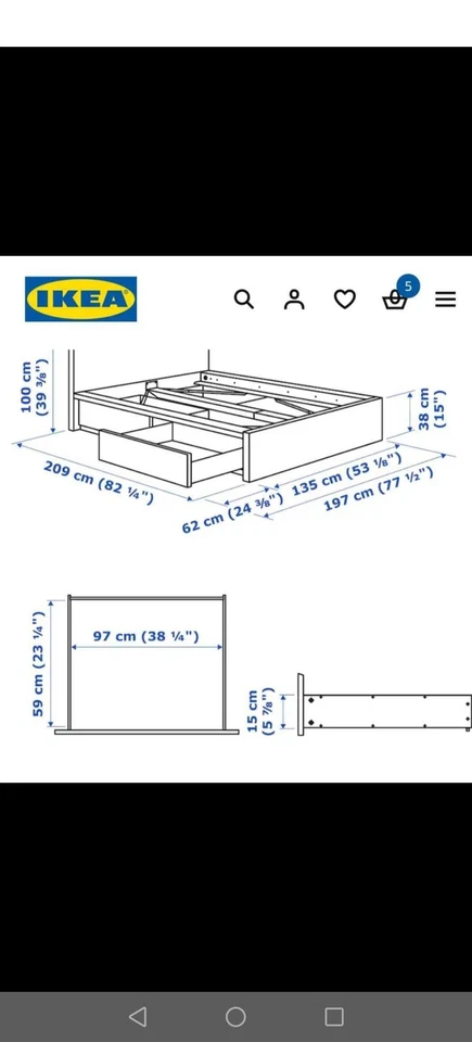 Struttura Letto alla Francese 120x200 Bianco una Piazza e Mezza Camera IKEA MALM - Immagine 4 di 4
