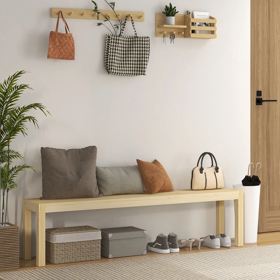 175cm Sitzbank 3-Sitzer Holzbank Essbank im Landhaus-Stil, Küchenbank für Küche - Bild 2 von 4