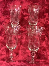 Colony Lily Of The Valley Etched Crystal Iced Tea/Water Glasses Set Of 4 NICE