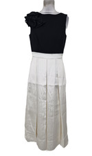 Phase Eight Women's Dress Black & Ivory Floral Corsage Pleat Skirt Midaxi New