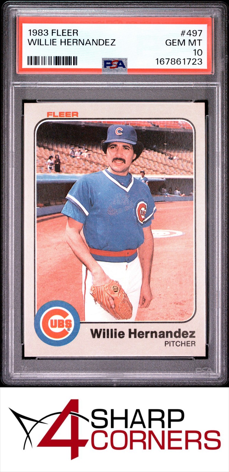 1983 FLEER #497 WILLIE HERNANDEZ CUBS PSA 10