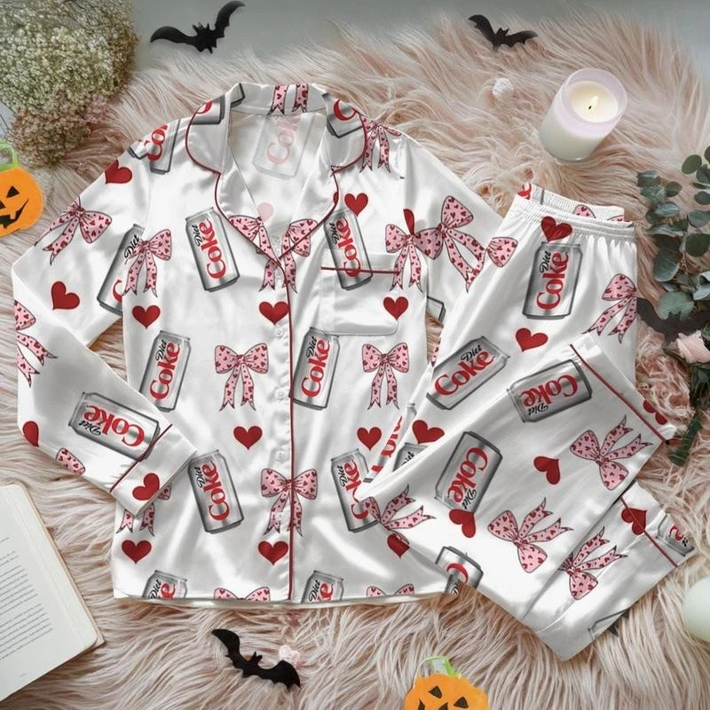 Conjunto de pijama Diet Coke, ropa de dormir navideña a juego para mujer, amante de la Coca-Cola dietética Foto 2 de 4