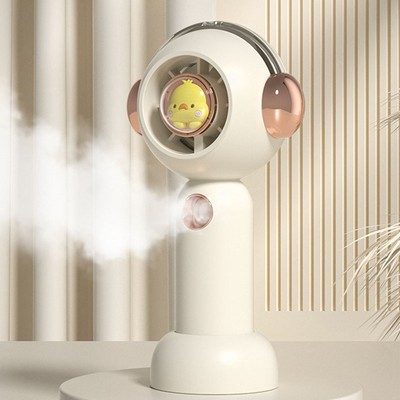 (Weiß) Portable Handheld Misting Fan Nette Cartoon USB Wiederaufladbare